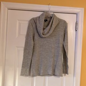 Colour Works merino wool light grey cowl neck sweater small fine gauge